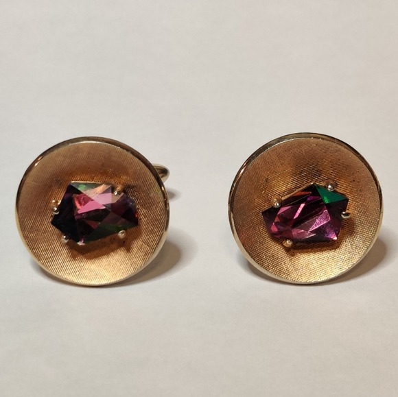 Vintage Swank Watermelon Crystal Cufflinks - Picture 8 of 10